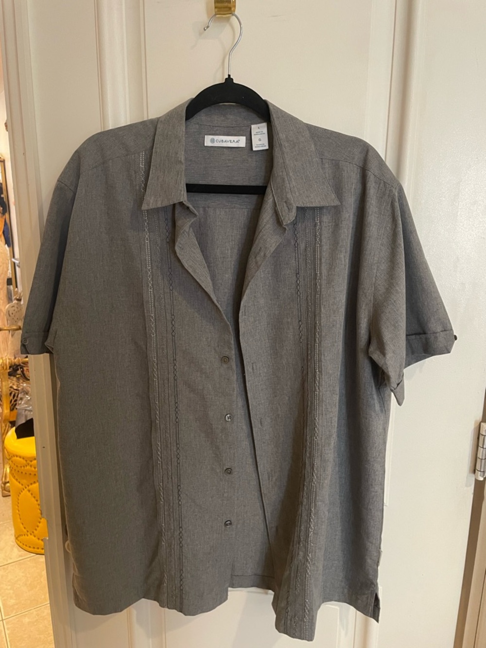 Cubavera Men's Gray Short-Sleeve Button-Down Camp Shirt